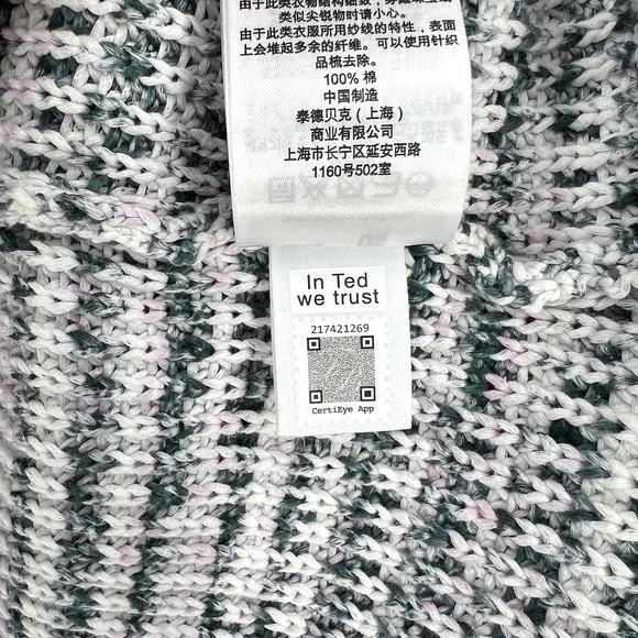 TED BAKER Aspel Puff Sleeve Sweater Womens 12 14 White Gray Marled Tie Back Knit - Picture 14 of 16